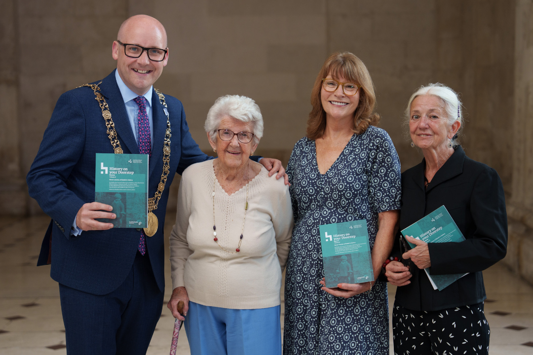 Lord Mayor of Dublin Ray McAdam, Centenarian Moira Mahon, Historian in Residence Elizabeth Kehoe, Poet Paula Meehan