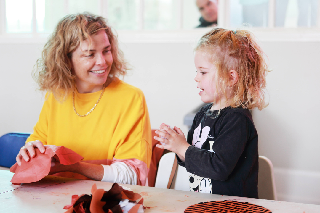 Mairead and Emilia enjoy a creative workshop at the Richmond Barracks Harvest Fair