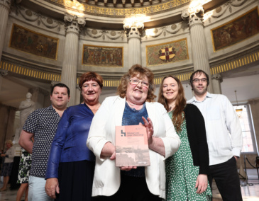 Dublin City Council Historians-in-Residence Cormac Moore, Mary Muldowney, Cathy Scuffil and James Curry with Historian-in-Residence for Children Dervilia Roche joined at the launch of 'History on your Doorstep: Volume 4'. Image by Marc O'Sullivan.