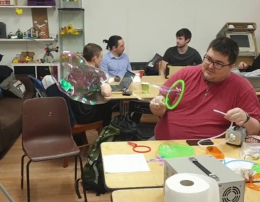 Jeffrey testing a bubble machine
