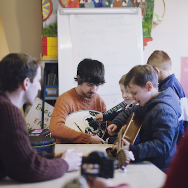 Ye Vagabonds music workshop in Ballyfermot as part of The National Neighbourhood