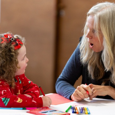 DCCCC website 370x370 Artist Sharon Kelly with small child at creative workshop