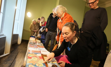 DCCCC website 800 x 540 Visitors to 14 Henrietta Street examine the Stitch in Time artwork by Orlagh Meegan Gallagher
