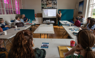 Decorative Education and Learning teachers attending the Hands On History Course for Primary School Teachers sit in a classroom setting
