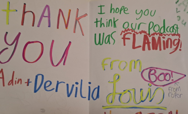 Education thank you note from Dublin 8 Podcast workshop participants 800 x 540