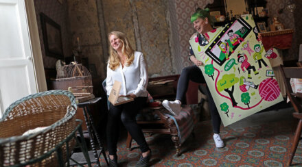 Iseult Byrne and artist Aoife Dooley at the launch of the 2019 Annual Review. Photo: Julien Behal.