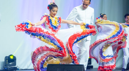 Venezuelan Roots dancers in traditional costume