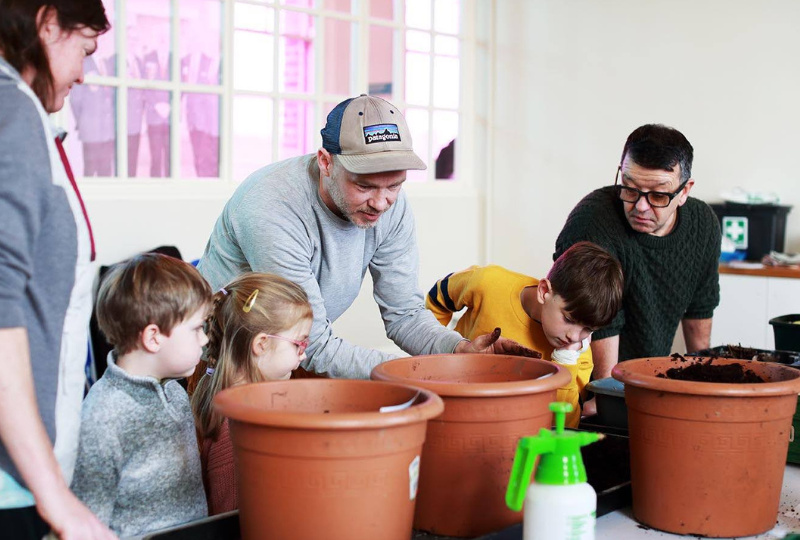 People young and old participate in a gardening workshop at Richmond Barracks Inchicore Dublin 8