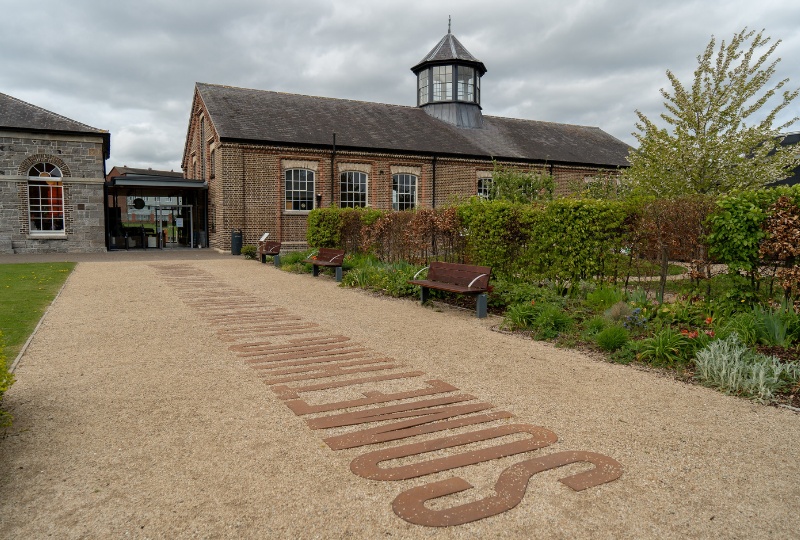Richmond barracks the rear of richmond barracks inchicore with sculpture in garden photographer dan butler