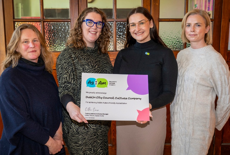 Decorative CEO Iseult Dunne Cllr Cat O Driscoll Dublin City Autism Friendly Champion Maeve Gilmore Head of Visitor Services Cultural Spaces and Events Aoife Brady 800x540