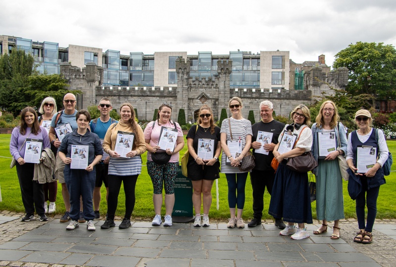 Decorative Education and Learning A group of teachers stand in the garden of the Chester Beatty at Dublin Castle 1