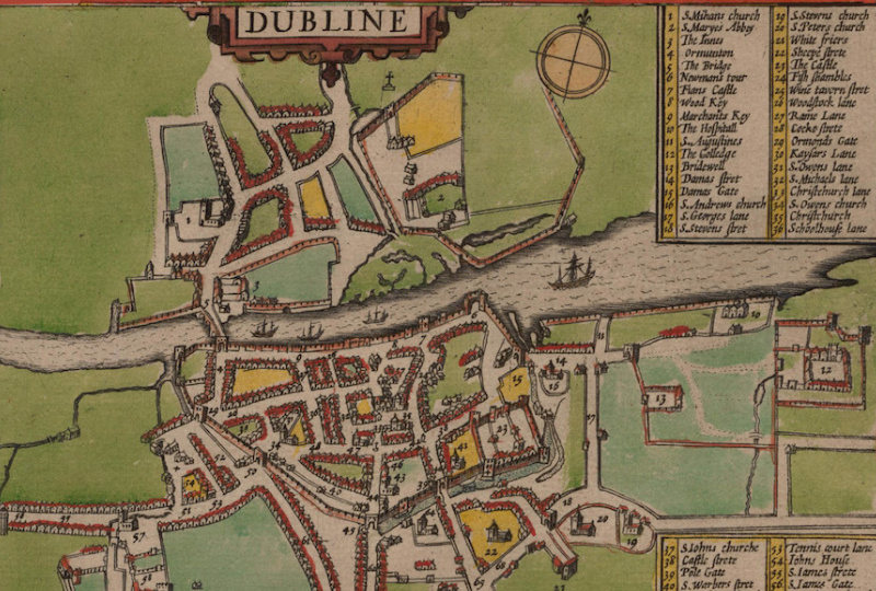 John Speed's Map of Dublin (1610). Image: The British Library @ Flickr Commons