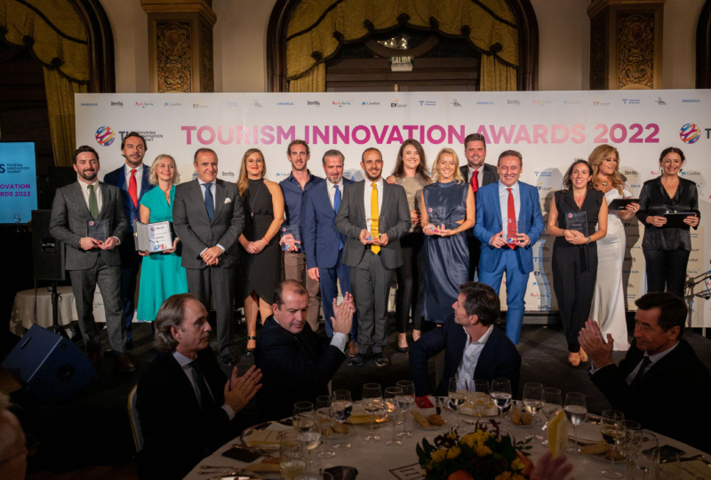 All winners of the 2022 Tourism Innovation Awards presented in Seville Barry Rogers of Smart Dublin is far left