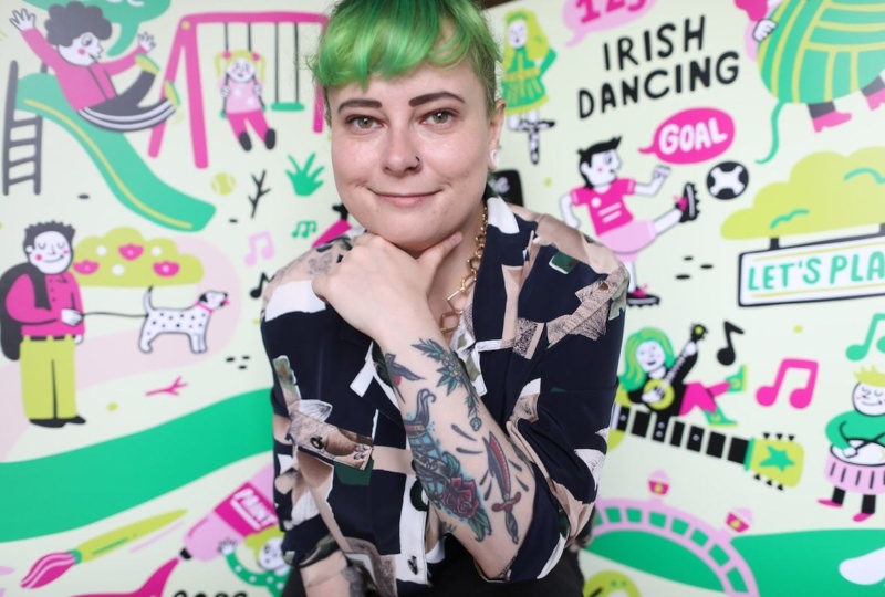 Aoife in front of the jigsaw