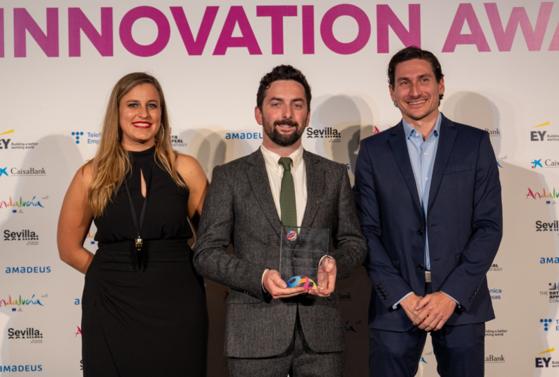 Barry Rogers of Dublin City Council Culture Company and Smart Dublin accepting a Tourism Innovation Award in Seville