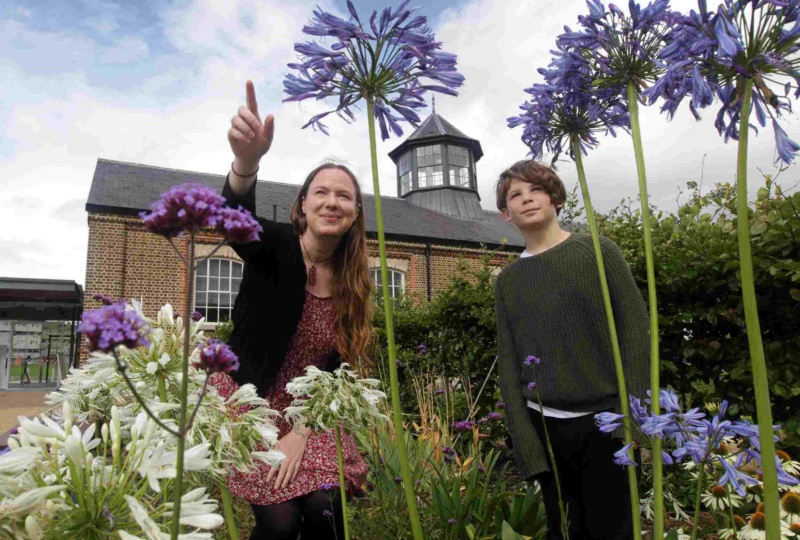 Dervilia Roche and Tara Byrne in the Richmond Barracks garden. Photo: Mark Stedman