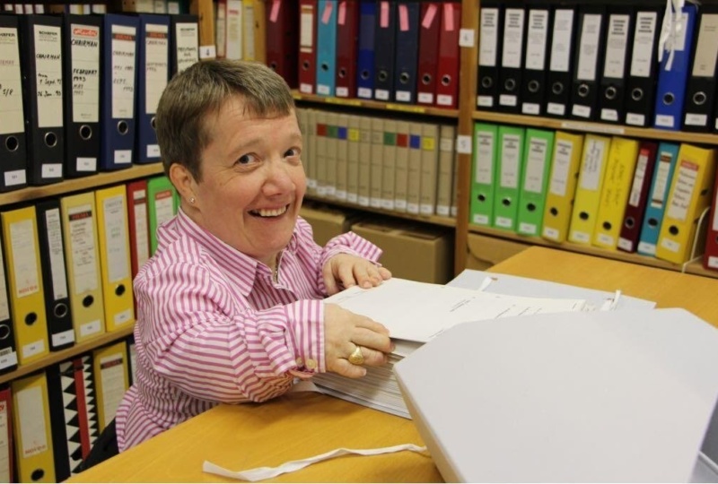 Elizabeth Mc Evoy at work in the National Archives