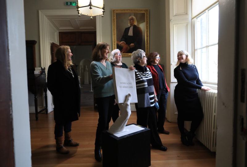 Máirín de Burca and artist Jesse Jones with the Creative Residency team from King's Inns and Dublin City Council Culture Company. Photo: Julien Behal.